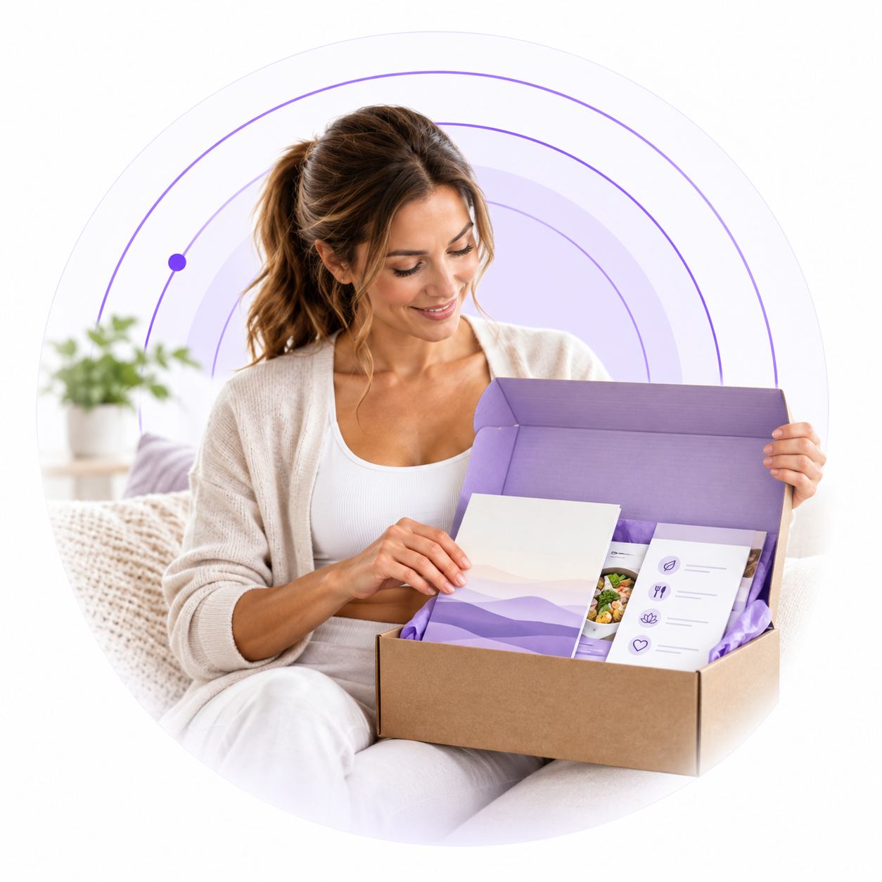 Client opening a discreet SlimReset delivery